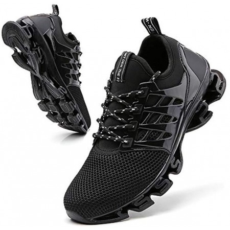 Men's Sport Running Shoes Mesh Breathable Trail Runners Fashion Sneakers Black